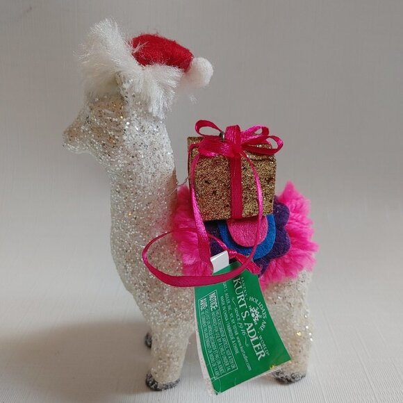 KURT ADLER Llama Ornament BNWT Sparkly Llama Carrying Present Christmas Tree - Picture 5 of 6